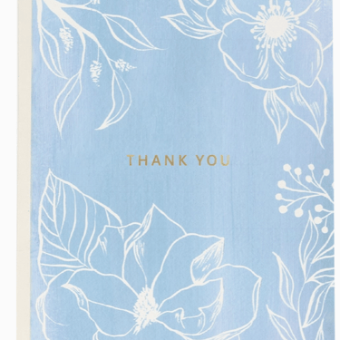 Blue Floral Garden Thank You Greeting Card