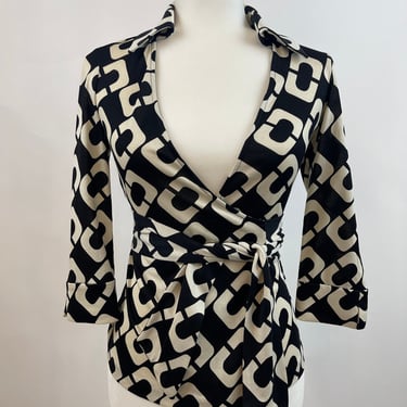 1990s Diane Von Furstenberg Silk Wrap Top 