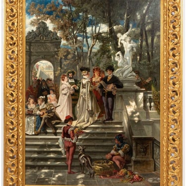 19th Century "Italian Renaissance Party" Oil on Canvas by Carl Emil Doepler