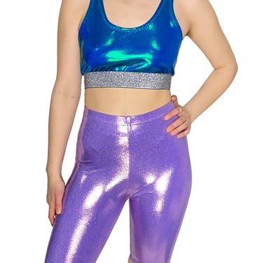Purple Hologram Bike Short, Mens and Womens Shorts, Sparkly Shorts, Festival Clothing, Rave Clothing, Stretch Shorts, Fairy, Witch, Metallic 