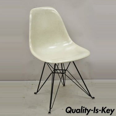 Modernica Case Study Natural Fiberglass Side Chair with Black Metal Base  (A)