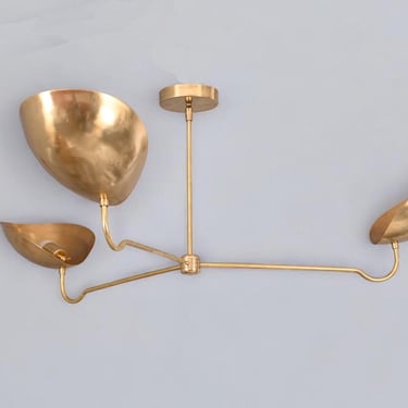 Huge BRASS OVERSIZE SCOOP 3 lights Chandelier 