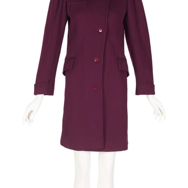 Emanuel Ungaro 1980s Plum Wool Puff Shoulder Coat 