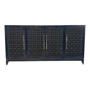 Modern Black Cerused Oak Finished Four Door Credenza