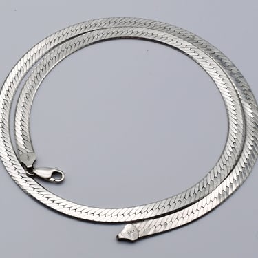 90's DNT sterling herringbone rocker chain, classic Italy 925 silver double sided choker necklace 