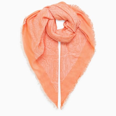 Etro Orange Cotton-Blend Scarf Women