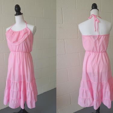 Vintage Purrr's Pink Halter Dress | Summer Halter Dress | Cotton | Size Small 