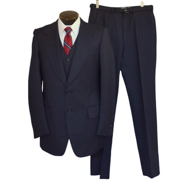 Vintage 70s Lord John of London Suit, 1970s Pinstripe Men's Three Piece Suit, Size Medium 