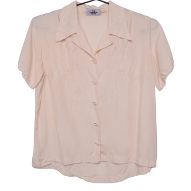 Cream Silk Button Top