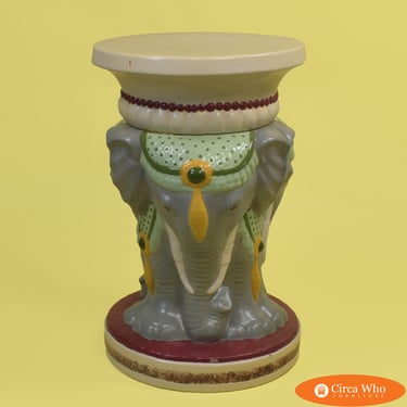 Single Green Indian Elephant Stool