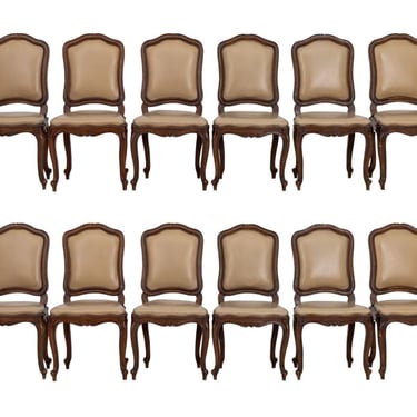 Italian Louis XV Style Walnut Dining Chairs, 12