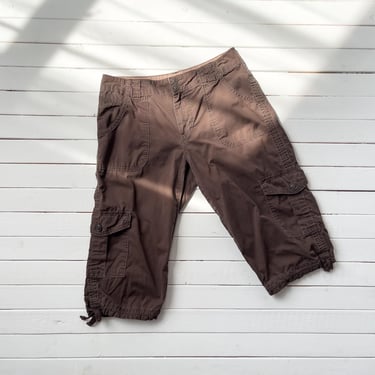 brown cargo shorts 90s y2k vintage knee length low rise capris cargo pants 