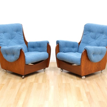 Pair of Mid Century Saddleback Lounge Chairs by G Plan 