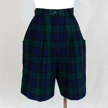 80s 90s Pleated Plaid Shorts - 26