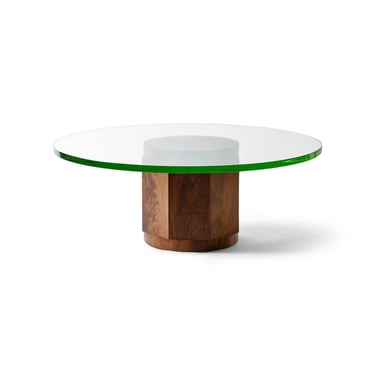 Octagonal Based Thick Glass Top Low Table by Edward Wormley for Dunbar