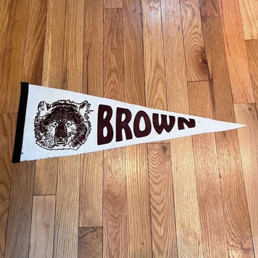 Vintage Brown University Bear Pennant Wool Felt Brown and White 