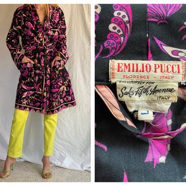 1960's Emilio Pucci Robe / Sixties Summer Beach Cover Up / Loungewear Duster / Designer Womenswear / Resortwear 
