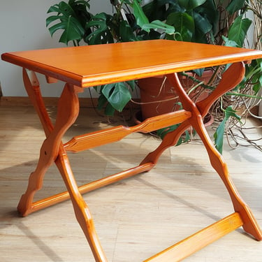 Vintage Folding Side Table/Retro Folding Table/Mid-Century Modern Folding Side Table/MCM Home/Massive Folding Side Table/Oak Side Table/70's 