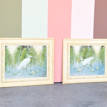 Pair of Old Florida Egret Original Art