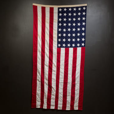 Early 20th c. Monumental &quot;Valley Forge&quot; American Flag with 48 Stars c.1940-1950
