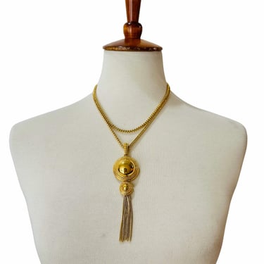 Vintage 1980's Trifari Goldtone Fringe Necklace