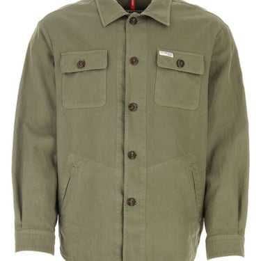 Fay Man Sage Green Cotton Blend Shirt