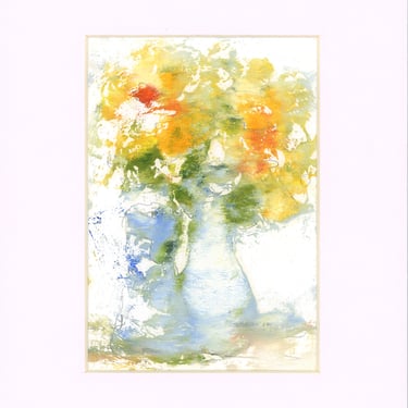 Whispers an Expressive Oil Painting of Florals - Abstract Expressive Florals - Oil Painting on Paper includes white mat - Fits 8x10 Frame 