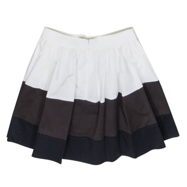 Kate Spade - White, Brown, &amp; Black Color Block Flared Skirt Sz 8