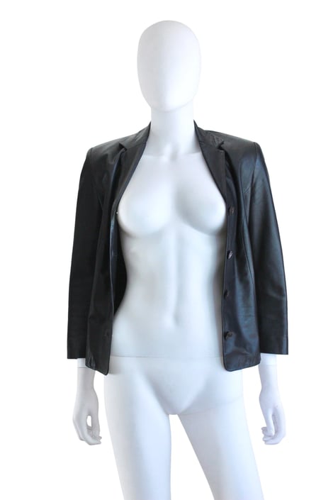 1990s Italian Designer Black Leather Jacket - Vintage Black Leather Jacket - 90s Womens Leather Jacket - 90s Designer Jacket | size Small 