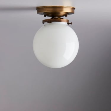 Clearance/Factory 2nd** 6" White/Milk Glass Schoolhouse Flush Mount Light Fixture **handblown glass, made in america** 