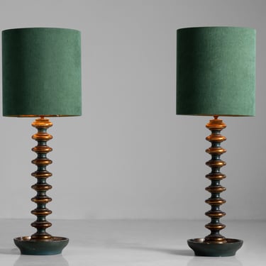 Pair of Bobbin Turned Table Lamps