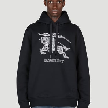 Burberry Men Embroidered Ekd Cotton Hooded Sweatshirt