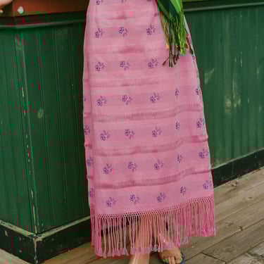 FRINGE MIDI SKIRT IN PINK