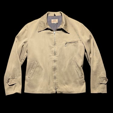 Vintage 1940s CAMPUS Belted Back Jacket ~ size 38 ~ Work Wear ~ Wool Gabardine ~ 