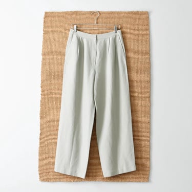 vintage silk & linen blend wide leg trousers, size L 