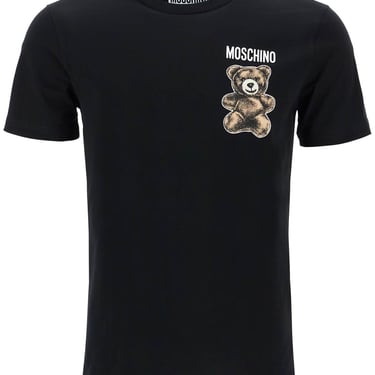 Moschino Black Cotton T-Shirt With Bear Print Women