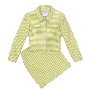 Chanel Lime Green Cropped Skirt Set