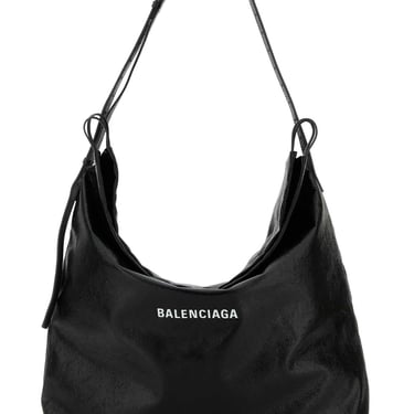 Balenciaga Men Black Leather Large Dust Shopping Bag