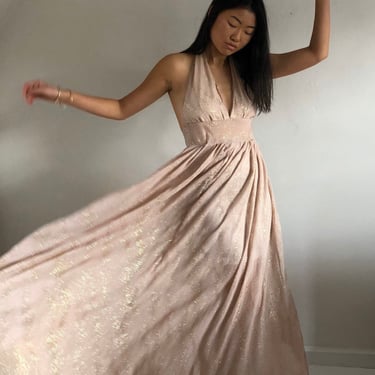 70s halter maxi dress / vintage handmade blush gold | ReCAP Vintage Studio  - Narberth, PA | ATTIC