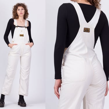 60s 70s Washington Dee Cee White Unisex Overalls - Petite XS | Vintage Sanforized Cotton Bib Overall Pants Retro Dungarees 
