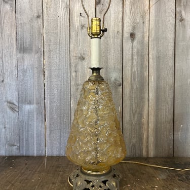 Mid Century Lamp With Amber Glass Core