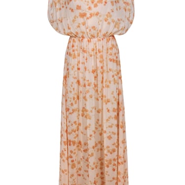 Paper Crown - Peach Floral Sheer Silk Gown Sz M