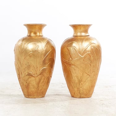 Gold Art Deco Vase - Pair - mcm 