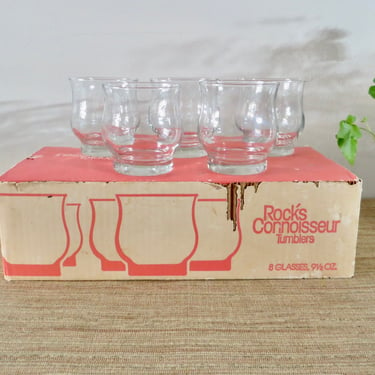 Vintage Glasses - Libbey Rock's Connoisseur Tumblers - Libbey Clear Glasses - Curvy Shape - Vintage Barware - Rocks Tumblers - Water Glasses 