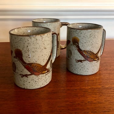 Vintage Otagiri Japan Stoneware Roadrunner Desert Cactus Coffee/Tea Mug (set of 3) 