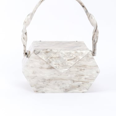 Marbled Pearl Lucite Box Bag