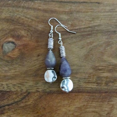 Purple stone and silver earrings 