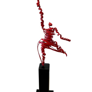 Contemporary Abstract Expressionist Red Dancer Timothy Carter Figurative Steel Sculpture 48” 