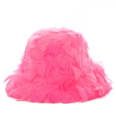 1960's Neon Pink Feathered Hat Size M