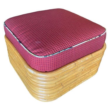 Restored Mid Century 9 Strand Paul T Frankl Style Stacked Rattan Ottoman Stool 